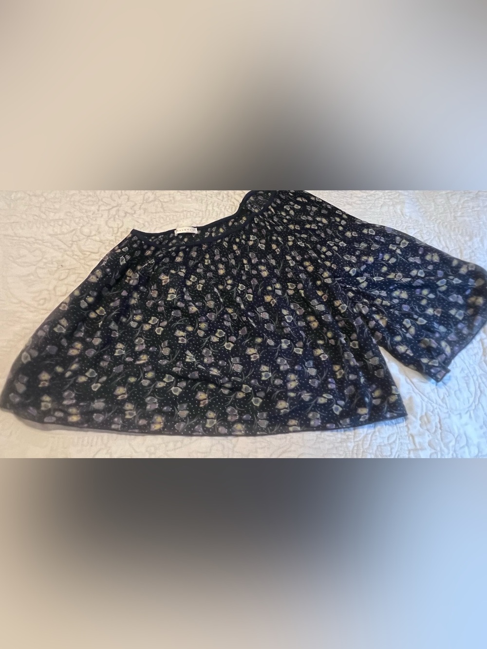 Sheer Owl Floral One Shoulder Blouse